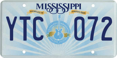 MS license plate YTC072