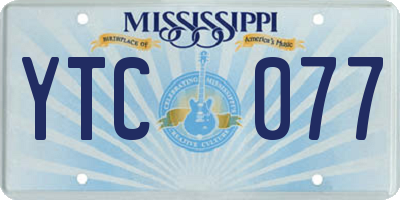 MS license plate YTC077