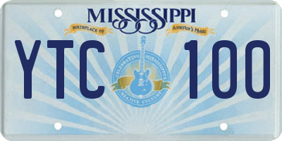 MS license plate YTC100