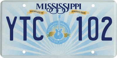 MS license plate YTC102