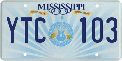 MS license plate YTC103