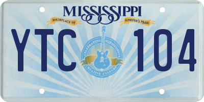 MS license plate YTC104
