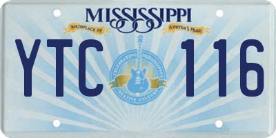 MS license plate YTC116