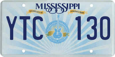 MS license plate YTC130