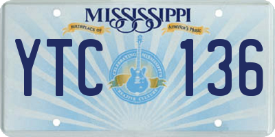 MS license plate YTC136