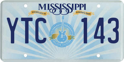 MS license plate YTC143