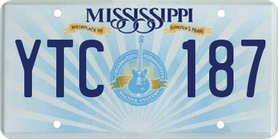 MS license plate YTC187
