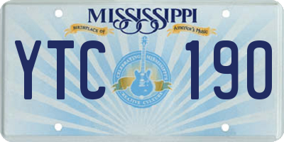 MS license plate YTC190