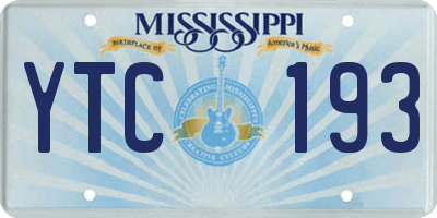 MS license plate YTC193
