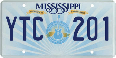 MS license plate YTC201