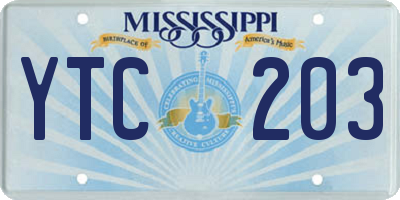 MS license plate YTC203