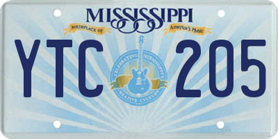 MS license plate YTC205