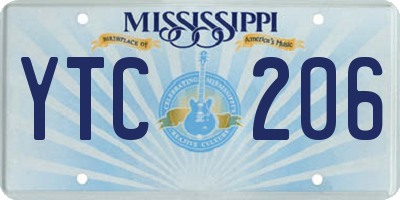 MS license plate YTC206