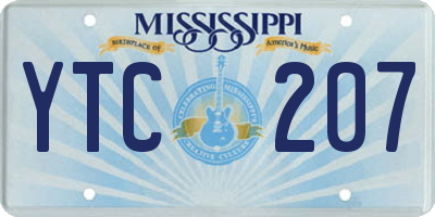 MS license plate YTC207