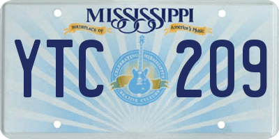 MS license plate YTC209