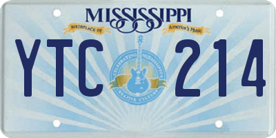 MS license plate YTC214