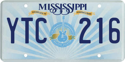 MS license plate YTC216