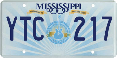 MS license plate YTC217