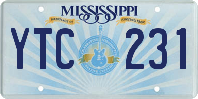 MS license plate YTC231