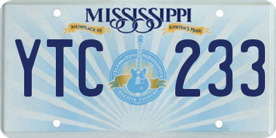 MS license plate YTC233