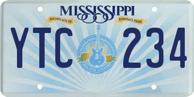 MS license plate YTC234