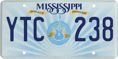 MS license plate YTC238
