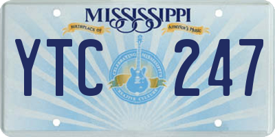 MS license plate YTC247