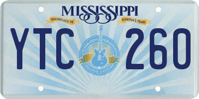 MS license plate YTC260