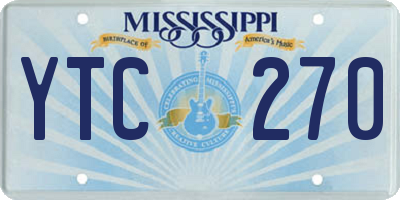 MS license plate YTC270