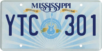 MS license plate YTC301