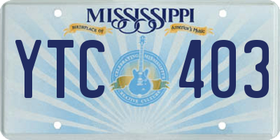 MS license plate YTC403