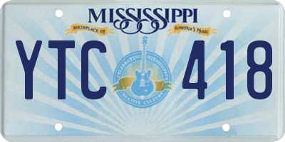 MS license plate YTC418