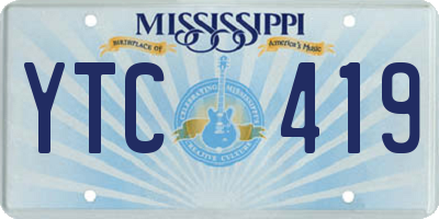 MS license plate YTC419