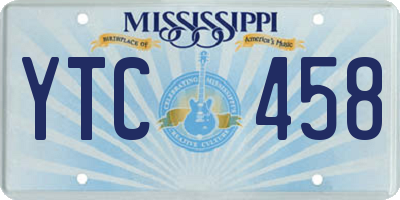 MS license plate YTC458