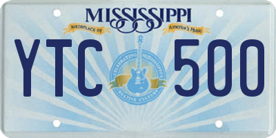 MS license plate YTC500
