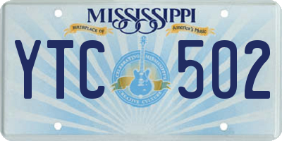 MS license plate YTC502