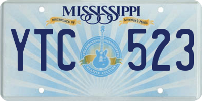 MS license plate YTC523