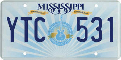 MS license plate YTC531