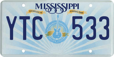 MS license plate YTC533