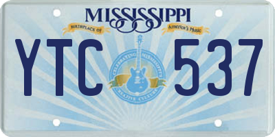 MS license plate YTC537