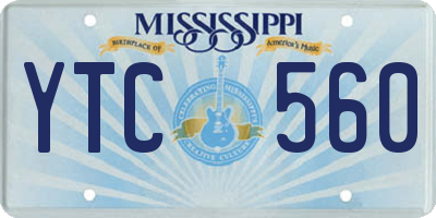MS license plate YTC560