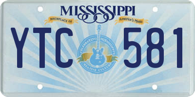 MS license plate YTC581
