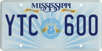 MS license plate YTC600