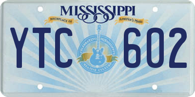 MS license plate YTC602