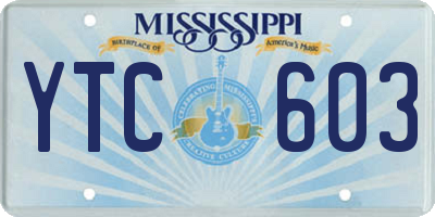 MS license plate YTC603