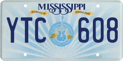 MS license plate YTC608