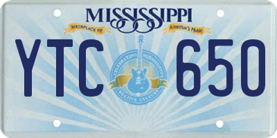MS license plate YTC650