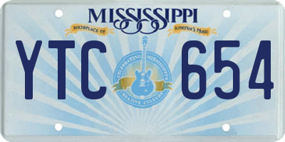 MS license plate YTC654