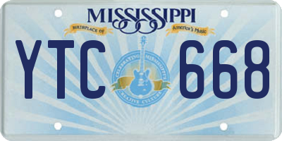 MS license plate YTC668