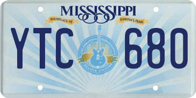 MS license plate YTC680